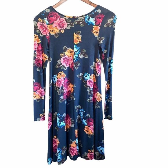 ASOS Women's NWT Floral Long Sleeve Green Pink Casual Skater Shirt Dress Size 2 - Picture 7 of 7